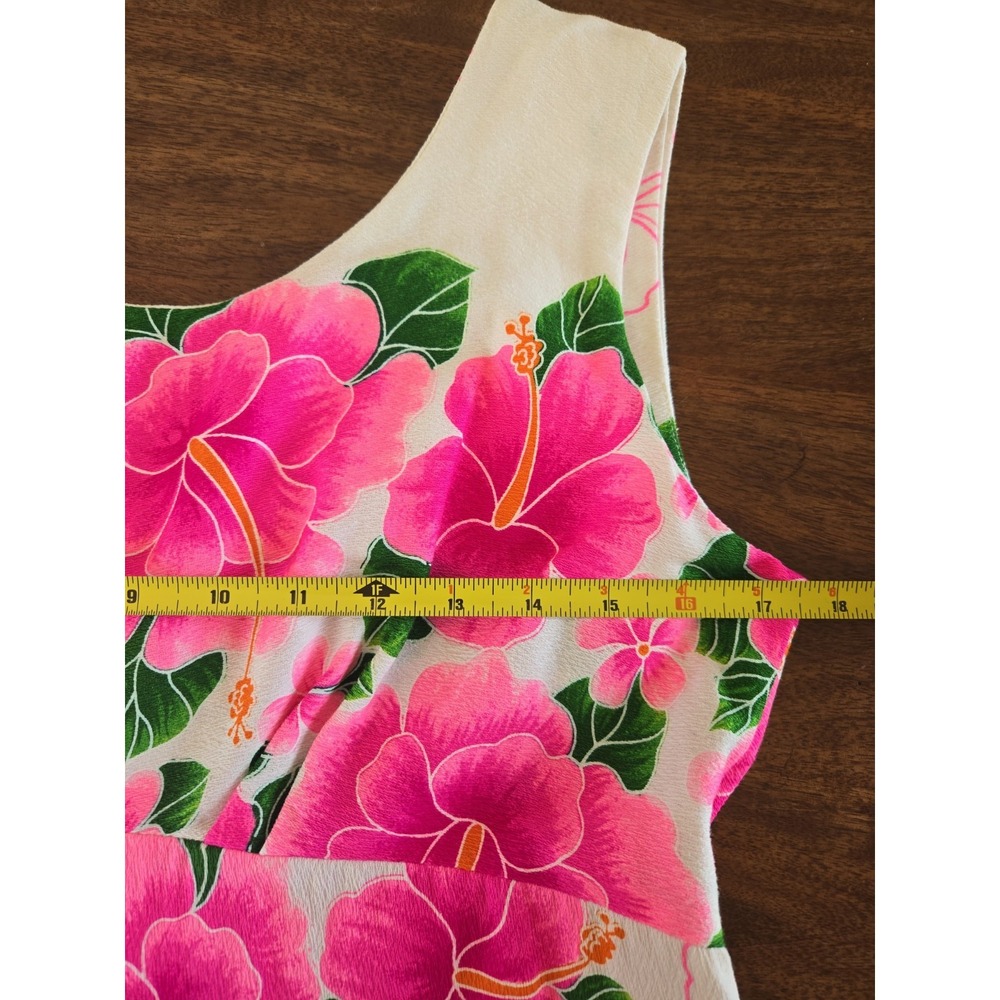 VTG Rare Pomare Hawaiian Sleeveless Cotton Dress Empire Waist Back Pleated 14 - Picture 12 of 16